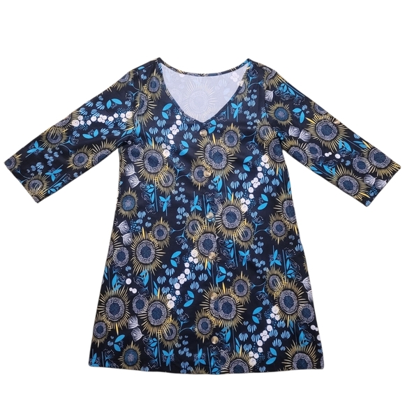 Amazon Women's Abstract Sunflower Floral Midi Dress - Picture 1 of 5